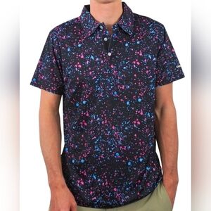 Shank it Golf Paint Splatter Polo in black size 2XL Golf Preppy Moisture-wicking